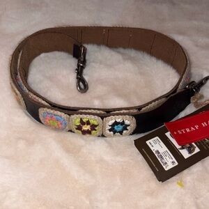 Patricia Nash Bag Belt Strap Granny Square Black Leather Bella Vista New